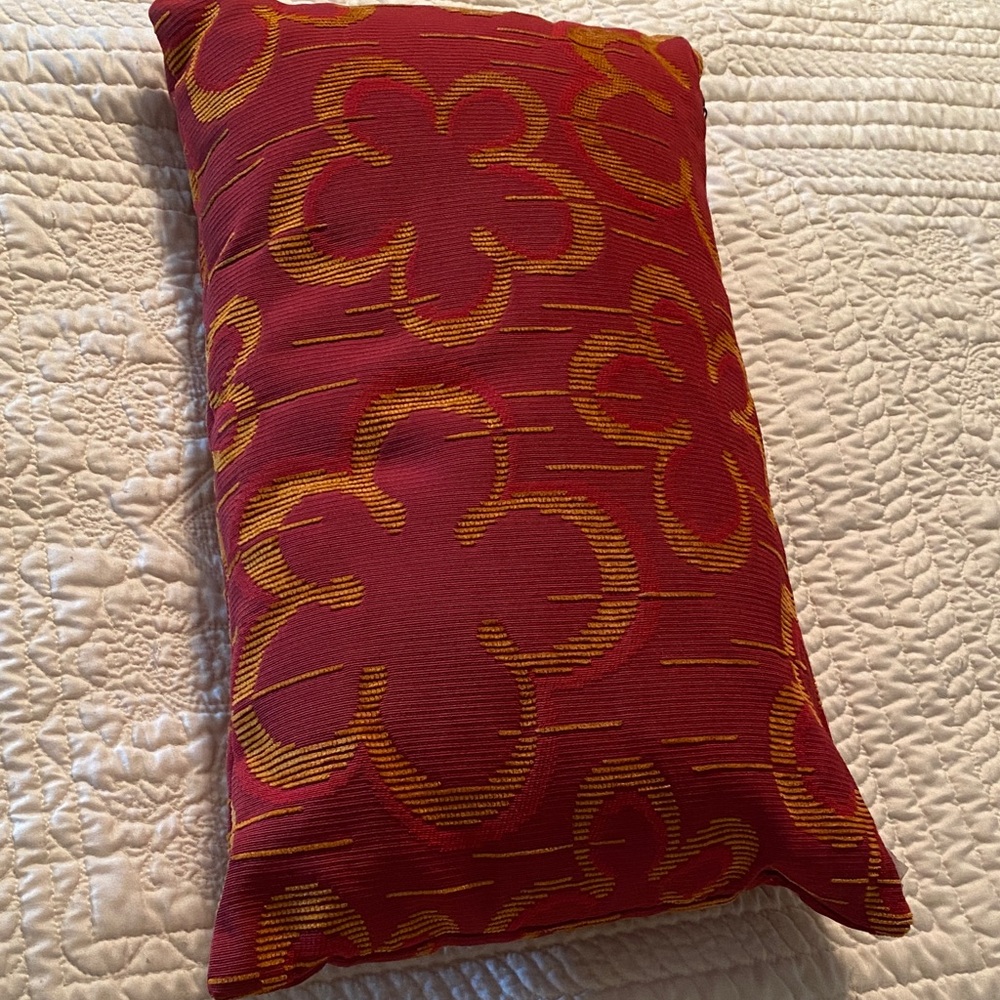 Pier 1 Red and Gold Floral Jacquard Pillow